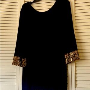 Chico’s Traveler Elegant Black Top with Gold Accents